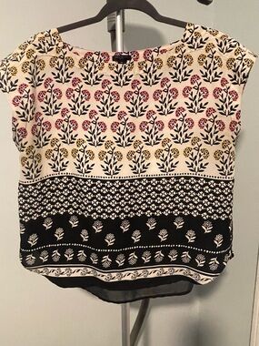 LOFT Floral Print Cap-Sleeve Top